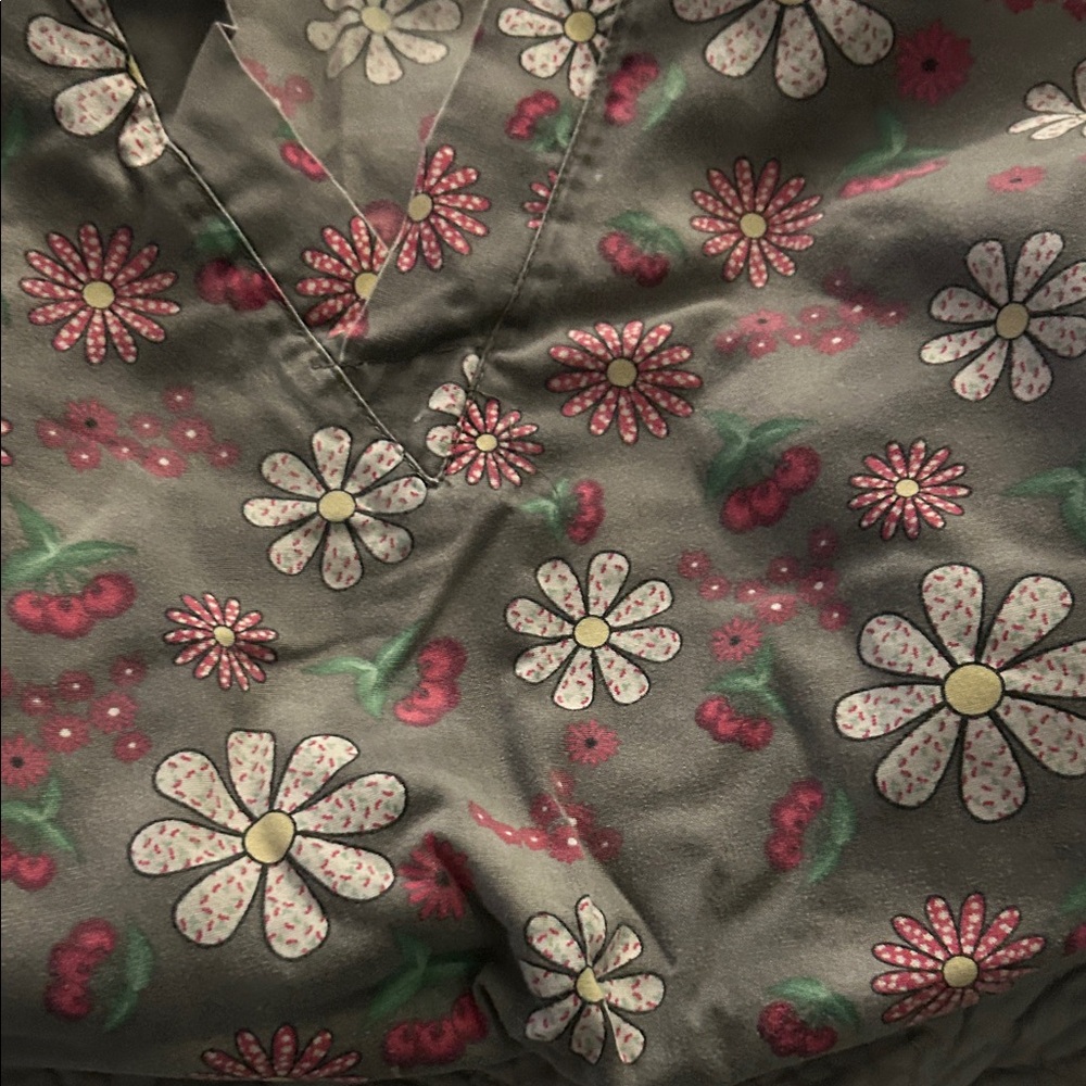 Floral Patterned Scrub Top